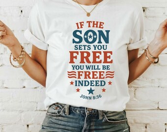 Free Indeed Bible Verse Freedom Shirt, Bible Verse png, Christian 4th of July Sublimation Design, Independence png, Christian 4th July