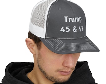 Gorra de camionero bordada Trump 45 y 47, gorra snapback patriótica