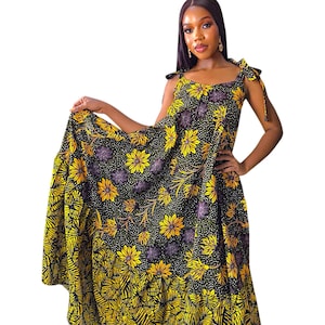 Vibrant Ankara Print Sundress | Boho Chic Summer Dress | Handmade African Fashion