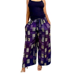 Ankara Wide Leg Pants| Bold Ankara Wide Leg Pants | African Print Palazzo Trousers | Elastic Waist Boho Pants