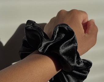 RELAXED BUNCH Luxury Satin Scrunchie, Elastic Wide Stretch, Hair Tie, Handmade