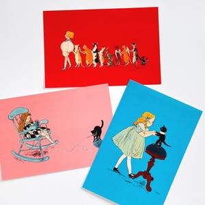 Set de postales de Kurahashi Rei – “Gatos y movimiento” – Danza / Mecedora / Gato negro – Tokyo Paper Works
