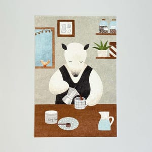 Cartão postal COFFEE de Mariko Fukuoka – Tegamisha Inc. – Impressão artística japonesa – Tokyo Paper Works