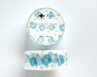 Cinta adhesiva washi japonesa – Diseño de flores silvestres azules, 15 mm