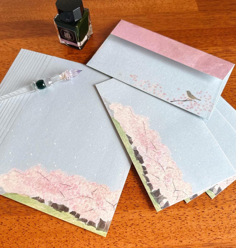 Sakura Letters Sakura Letter Set: Mino Washi Japanese Stationery, Cherry Blossom ...