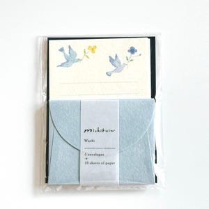 Minibrief Set “Van” – Blaue Vögel & Washi-Papier / Hergestellt in Japan