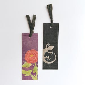 Washi Bookmark Set – House Gecko & Peony | Shashi Paper | Handmade Japanese Bookmarks