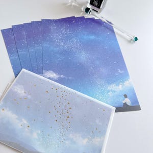 Starry Sky Stationery Paper and Envelopes Set, Celestial Writing Paper