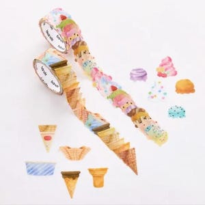 bande Ice Cream Shop Masking Roll Sticker – Kawaii Japanese Washi Tape for Journaling, Summer Gifts, Scrapbooking