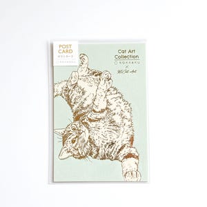 Cat Art Collection Postcard “roll” – Gold Foil Cat Illustration | ROKKAKU Japan