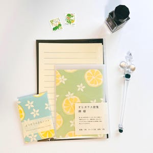 Lemon Letter Writing Set – Japanese Handmade Stationery with Translucent Envelope – Otome Printing