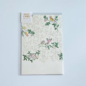 Cartão postal ROKKAKU – “Pássaros e Sinos” | Colaboração misuzu uta | Estamparia em folha de ouro | Fabricado no Japão