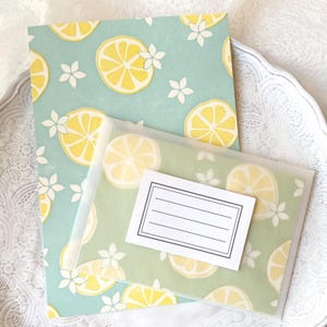 Lemon Letter Writing Set – Japanese Handmade Stationery with Translucent Envelope – Otome Printing