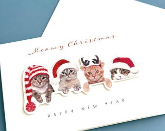 Carte de Noël pop-up 3D : quatre pères Noël, fabriquée au Japon