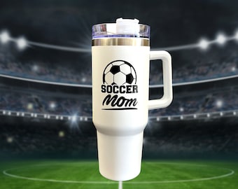 40 ounce Tumbler with handle Soccer Mom