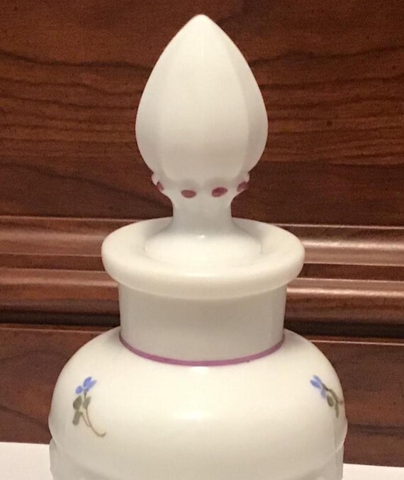 Vintage Westmoreland Milk Glass Perfume Bottle: Hand-Painted Floral Design View 6