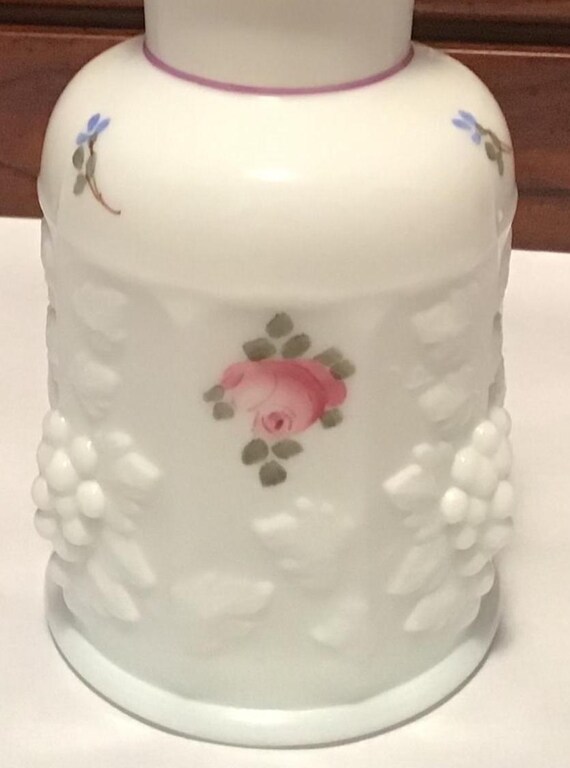 Vintage Westmoreland Milk Glass Perfume Bottle: Hand-Painted Floral Design View 3