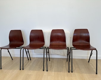 Vintage Pagholz Flötotto Chair – 1960s German Design – Stackable and Linkable – Restored Plywood and Steel – Mid Century Modern