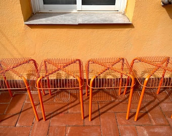 IKEA VÄSTERÖN Orange Stools – Imma Bermúdez Design – Stackable Modern Industrial Seating – Labeled & Excellent Condition [Unitary Price]