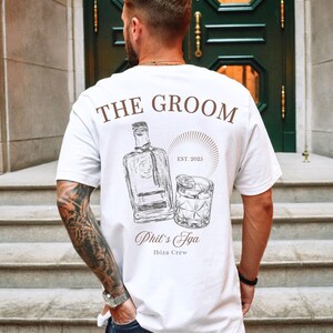 Personalisiertes JGA T-shirt, Groom Shirt Mit Wunschname,Bachelor Party,Geschenk Für Bräutigam,Bräutigam Shirt,JGA Männer,JGA Shirt,Hochzeit GROOM hinten weiss