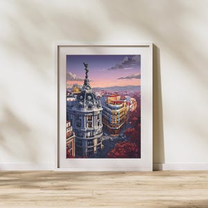 impression d'affiche de voyage photo de la ville de Madrid, affiche de voyage d'Espagne, œuvre d'art Madrilène, cadeau de voyage en Espagne