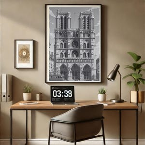 Paris Travel Poster - Notre Dame de Paris Cathedral Print - Paris City Art Deco - Travel Gift