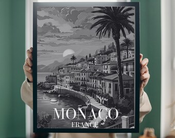 Poster di viaggio Monaco - Stampa della città di Monaco - Arte murale di viaggio Monaco - Città di Monaco - Regalo Monaco - Bianco e nero