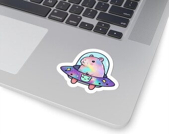 Cute Capybara in Space Sticker, Capybara Sticker