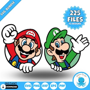 Super Mario Icons SVG Bundle Schnittdateien für Cricut & Silhouette | Gaming Crafts, Party Dekor | Super Mario Layered SVG PNG Clipart Set