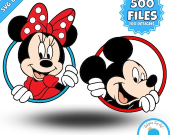 Mickey & Minnie SVG Bundle | 100 Designs, 500 Files (Digital Download)