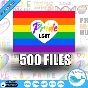 Ensemble SVG Fierté LGBT | Amour arc-en-ciel coupe des fichiers pour Cricut & Silhouette | Célébrons l'égalité et l'inclusion | POD Lgbt Fierté superposé Svg