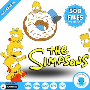 The Simpsons SVG Bundle Cut Files for Cricut & Silhouette | Homer, Bart, Marge and More | Instant Download | The Simpsons Layered SVG - PNG
