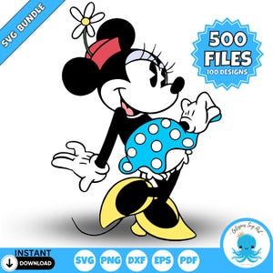 Ensemble classique Minnie Mouse SVG | fichiers vintage Minnie Cut pour Cricut - Silhouette | Svg Png Dxf Eps Superposition Minnie rétro | Téléchargement numérique