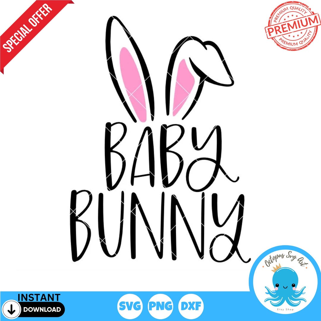 Baby Bunny SVG | Happy Easter Cut File | Cute Rabbit & Egg PNG | Spring ...