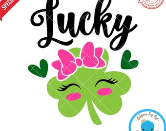 Cute Lucky Clover SVG | St. Patrick’s Day Cut File | Irish Shamrock SVG | Lucky Design | Cricut - Silhouette Clipart | Sublimation & POD
