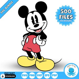 Paquete SVG clásico de Mickey Mouse / Archivos de corte de Mickey Mouse vintage para Cricut - Silhouette / Mickey retro Png Dxf Eps / Descarga digital
