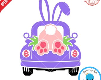 Easter Truck Bunny SVG: Spring Clipart (Digital Download)