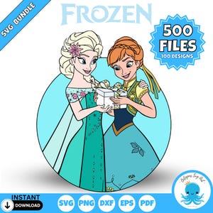 Gefrorene SVG-Bundle | Elsa Anna Olaf SVG-Schnittdateien | Cricut & Silhouette | Schneekönigin POD | Frozen Png Sublimationsdruck auf Anfrage Clipart