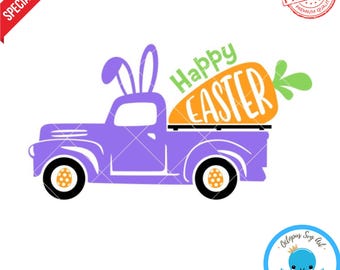Happy Easter Truck SVG: Carrot Bunny Truck Clipart (Digital Download)