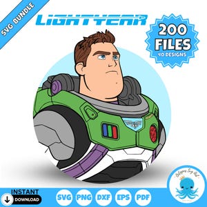Paquete SVG de Lightyear / Archivos de corte PNG de Buzz Lightyear para Cricut y Silhouette / Space Ranger SVG / Clipart Svg en capas de Lightyear