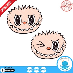 Labubu Face Bundle SVG | Cute Labubu Monster Face SVG | The Monsters Clipart | Cricut, Silhouette, Sublimation, POD, Print On Demand Files