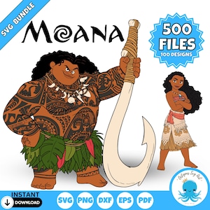 Moana SVG-bundel gesneden bestanden voor Cricut en Silhouette | Moana-personages voor knutselen, feestdecoratie, shirts en cadeaus | Moana, png-afbeelding (png)