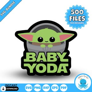 Baby Yoda SVG Bundle | Star Wars Mandalorian Cut Dateien für Cricut & Silhouette | Grogu SVG-Designs für DIY Handwerk | Baby Yoda Layered Svg