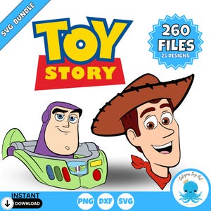 Toy Story SVG Bundle Schnittdateien für Cricut & Silhouette | Woody, Buzz und Freunde Clipart | Spielzeug Geschichte PNG | Komplettes Alphabet - Zahlen