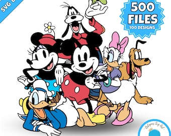 Pakiet Vintage Mickey and Friends SVG: Pliki Retro Cut (do pobrania cyfrowego)