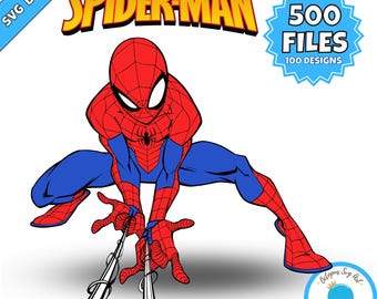 Paquete SVG de Spiderman + Alfabeto y números de superhéroes (descarga digital)