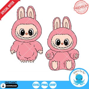Labubu SVG Bundle | Standing & Sitting Labubu Monsters Layered SVG | Cute Monster Clipart | Cricut, Silhouette, Sublimation, POD, Cut Files