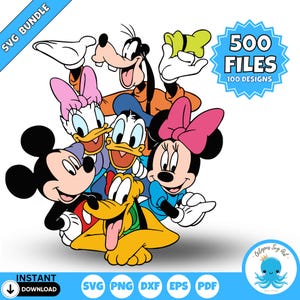 Mickey & Friends SVG Bundle Cut Files for Cricut - Silhouette | Mickey, Minnie, Goofy, Donald, Daisy, Pluto Layered SVG | Digital Download