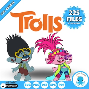 Trolle SVG Bundle | Mohnzweig DJ Suki SVG | Schnittdateien für Cricut & Silhouette | Trolle Clipart | Trolles Schichtbild SVG für Basteln