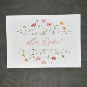 al mijn liefde | verjaardagskaart | bloemen | roze lettertype | aanpasbaar